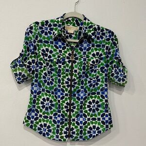 MICHAEL Michael Kors Rolled Up Sleeve Petite Zip Up Top